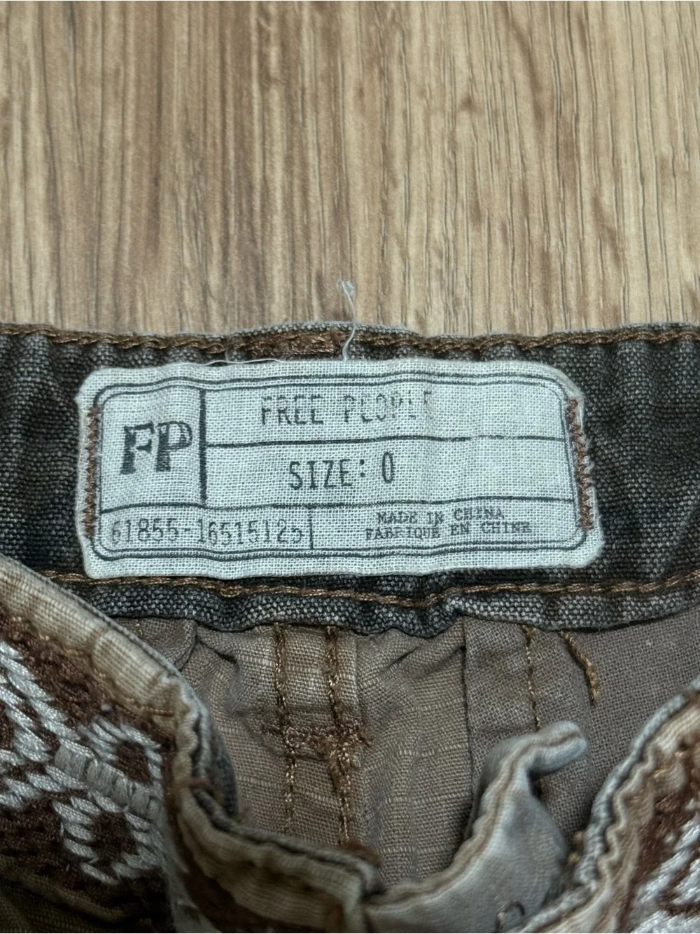 Free People Taupe Cargo Pants with Dark Brown Accent Trim